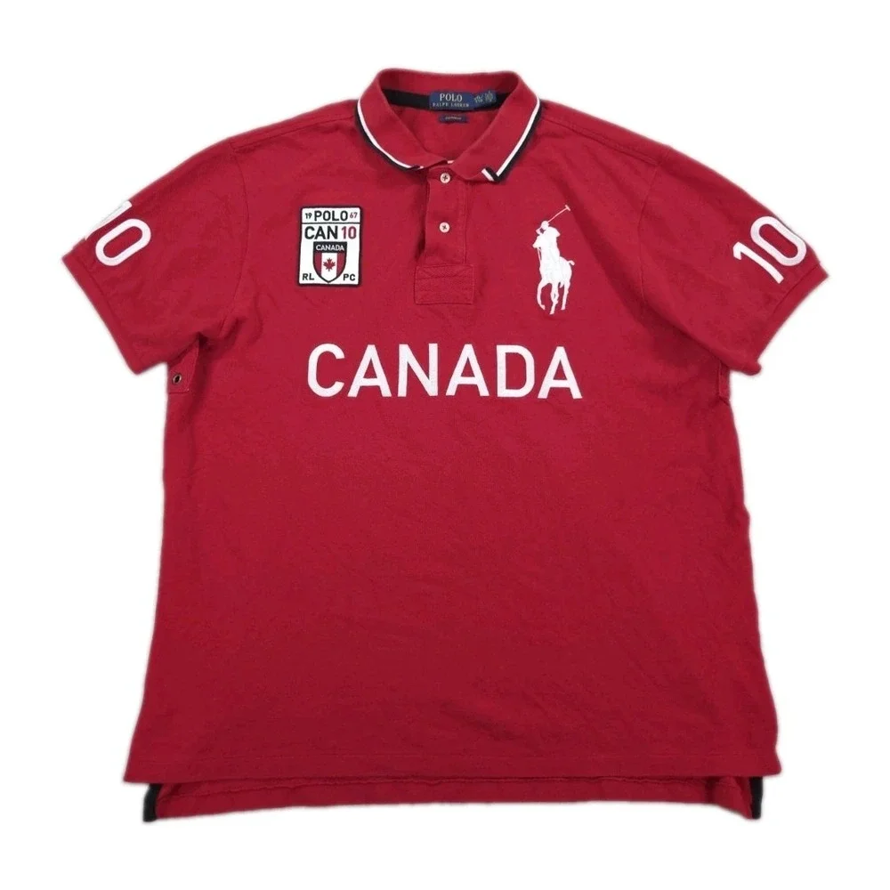 Polo Ralph Lauren Canada Shirt Red Mens 2XL XXL Big Pony Embroidered